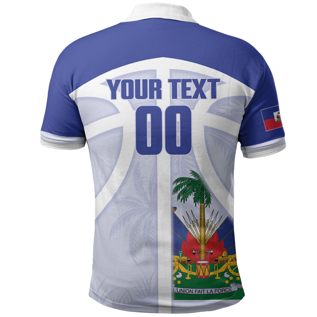 Haiti Basketball Custom Polo Shirt Ayiti Coat Of Arms White Sporty Style