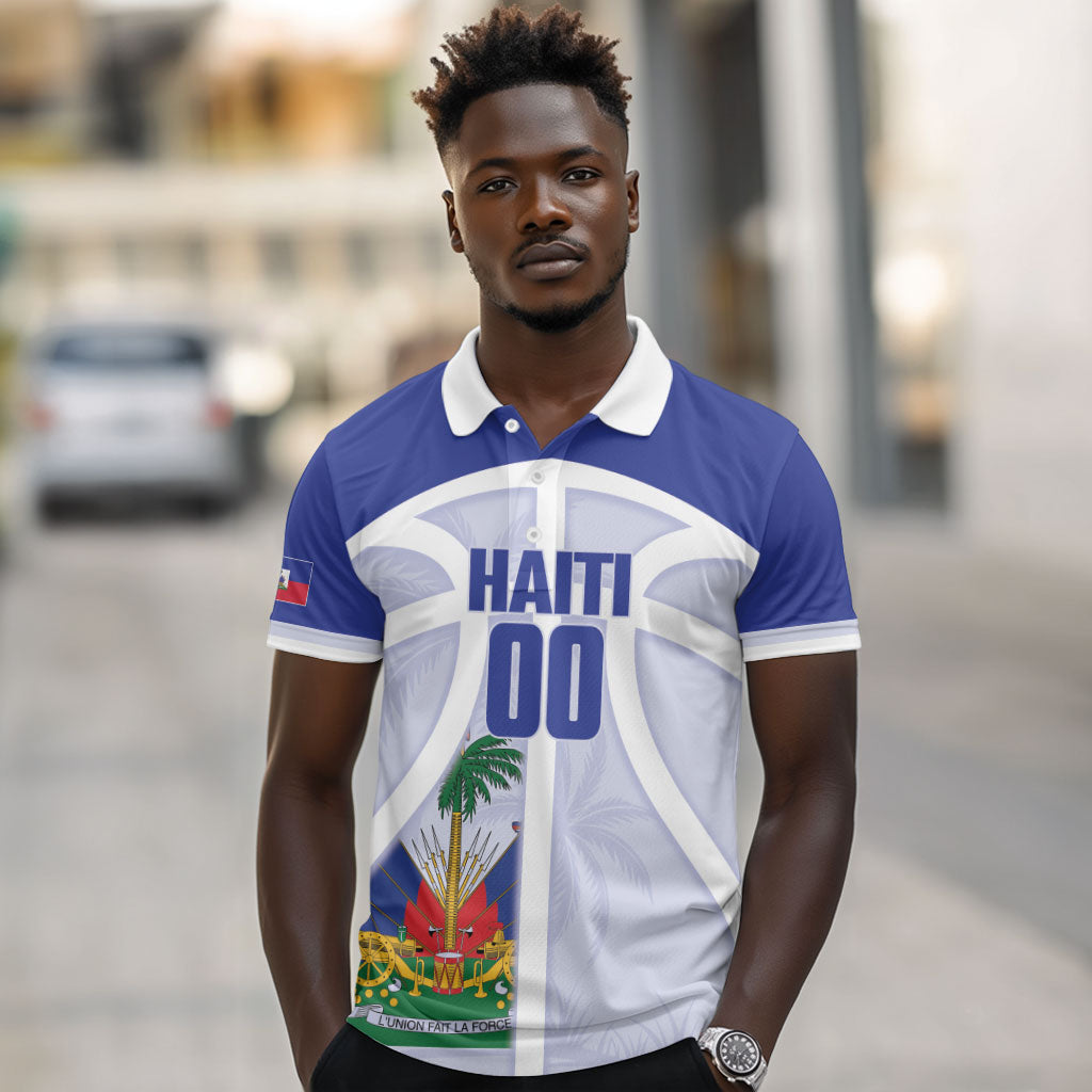 Haiti Basketball Custom Polo Shirt Ayiti Coat Of Arms White Sporty Style