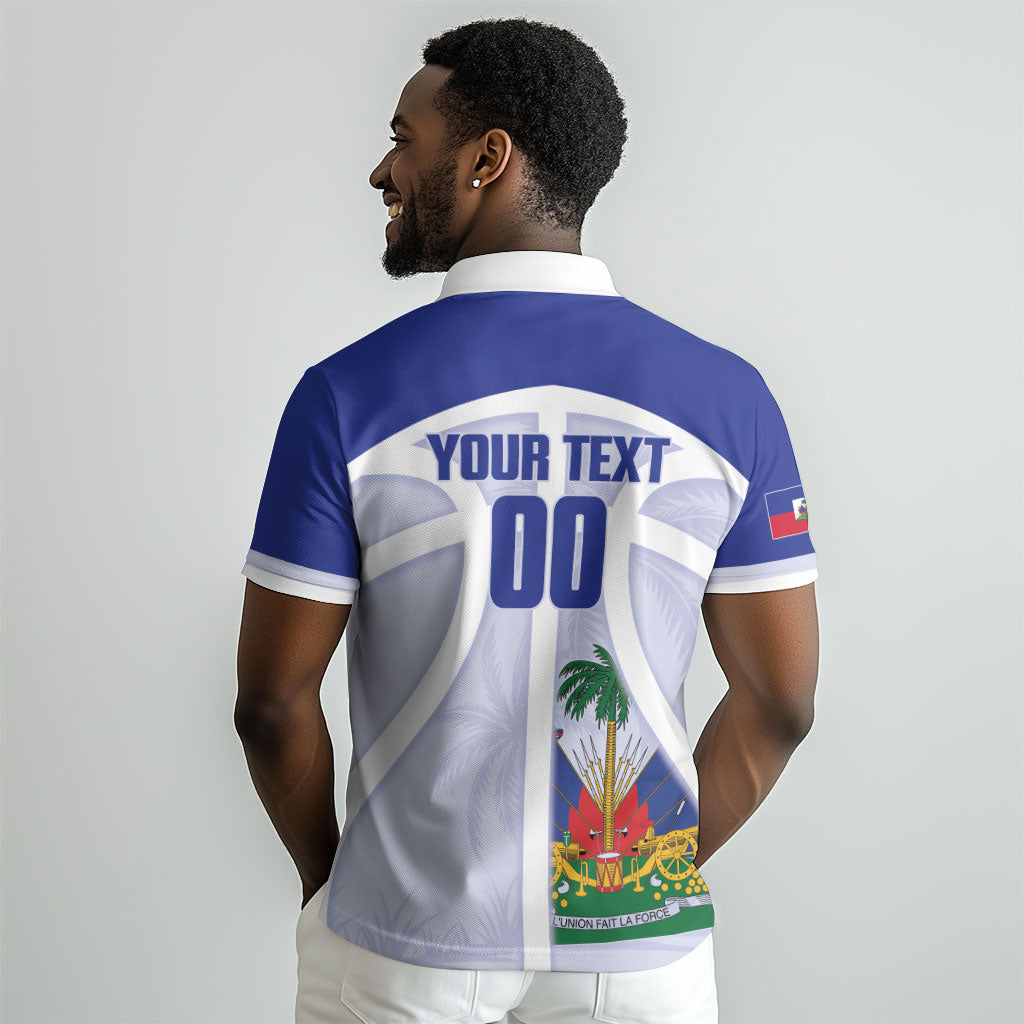 Haiti Basketball Custom Polo Shirt Ayiti Coat Of Arms White Sporty Style