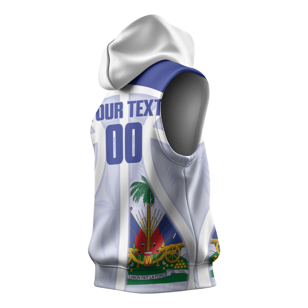 Haiti Basketball Custom Sleeveless Hoodie Ayiti Coat Of Arms White Sporty Style