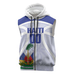 Haiti Basketball Custom Sleeveless Zip Hoodie Ayiti Coat Of Arms White Sporty Style