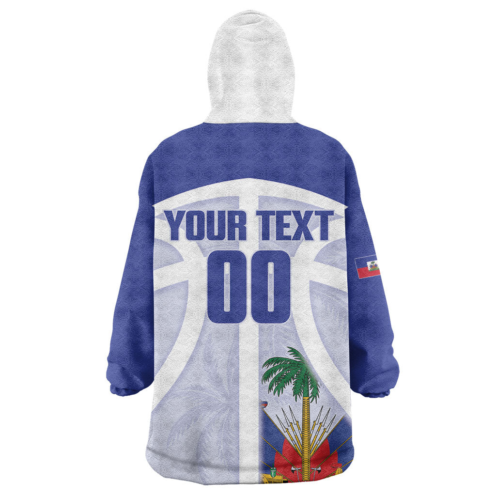 Haiti Basketball Custom Wearable Blanket Hoodie Ayiti Coat Of Arms White Sporty Style