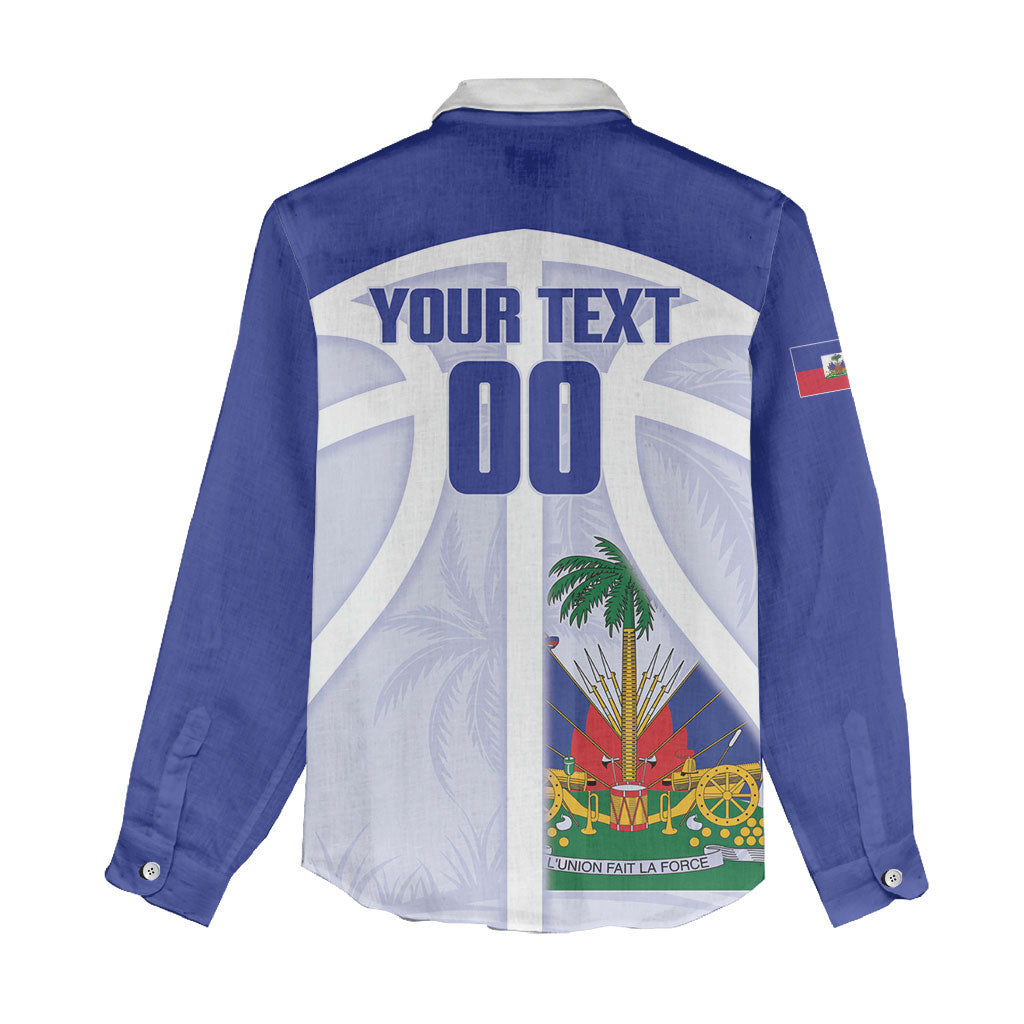 Haiti Basketball Custom Women Casual Shirt Ayiti Coat Of Arms White Sporty Style