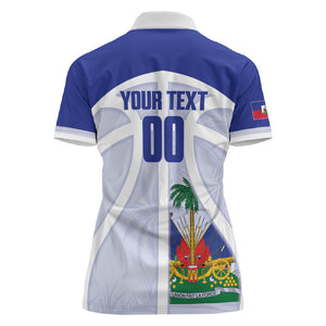 Haiti Basketball Custom Women Polo Shirt Ayiti Coat Of Arms White Sporty Style
