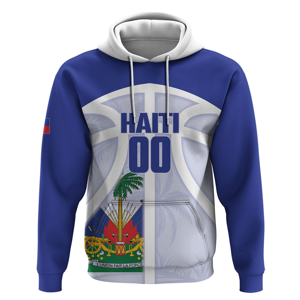 Haiti Basketball Custom Zip Hoodie Ayiti Coat Of Arms White Sporty Style