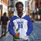 Haiti Basketball Custom Zip Hoodie Ayiti Coat Of Arms White Sporty Style