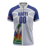 Haiti Basketball Custom Zipper Polo Shirt Ayiti Coat Of Arms White Sporty Style