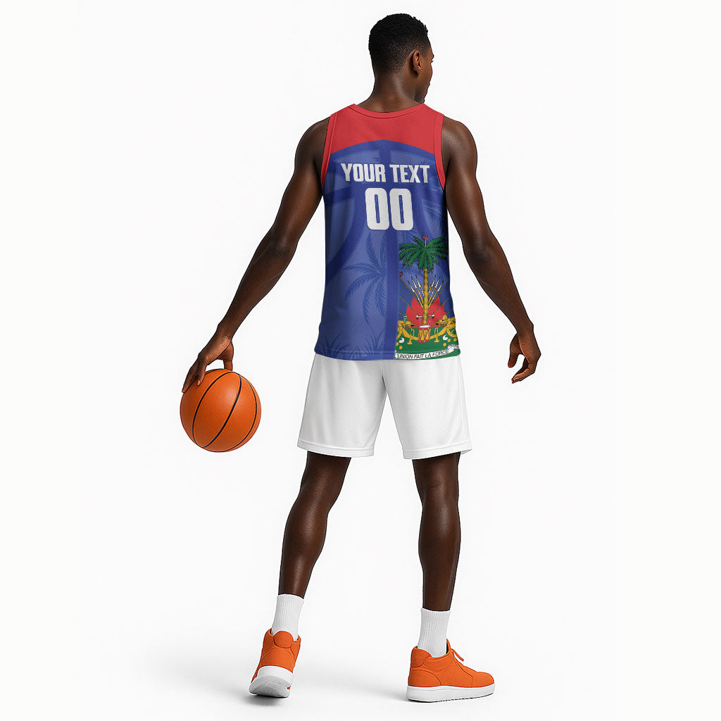 Haiti Basketball Custom Basketball Jersey Ayiti Coat Of Arms Blue Sporty Style