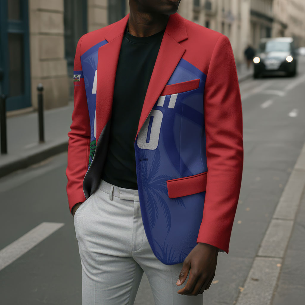Haiti Basketball Custom Blazer Ayiti Coat Of Arms Blue Sporty Style