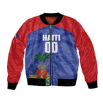 Haiti Basketball Custom Bomber Jacket Ayiti Coat Of Arms Blue Sporty Style