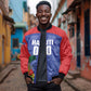 Haiti Basketball Custom Bomber Jacket Ayiti Coat Of Arms Blue Sporty Style