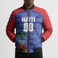 Haiti Basketball Custom Bomber Puffer Jacket Ayiti Coat Of Arms Blue Sporty Style