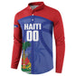 Haiti Basketball Custom Button Sweatshirt Ayiti Coat Of Arms Blue Sporty Style