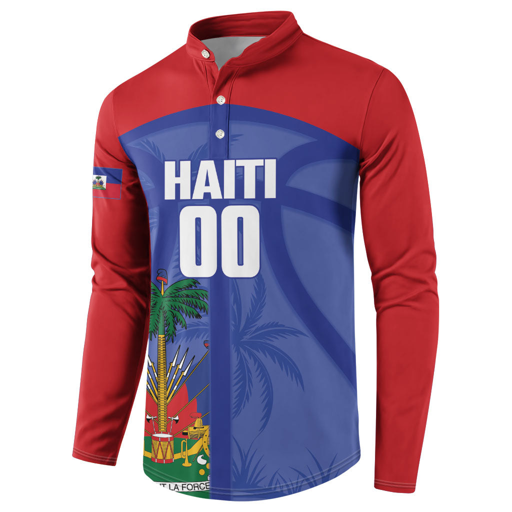 Haiti Basketball Custom Button Sweatshirt Ayiti Coat Of Arms Blue Sporty Style