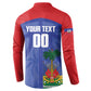 Haiti Basketball Custom Button Sweatshirt Ayiti Coat Of Arms Blue Sporty Style
