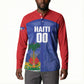 Haiti Basketball Custom Button Sweatshirt Ayiti Coat Of Arms Blue Sporty Style