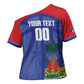 Haiti Basketball Custom Cross Shoulder Shirt Ayiti Coat Of Arms Blue Sporty Style