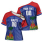 Haiti Basketball Custom Cross Shoulder Shirt Ayiti Coat Of Arms Blue Sporty Style
