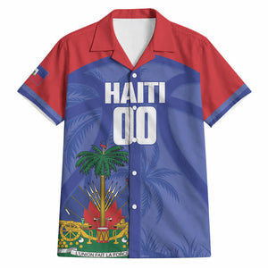 Haiti Basketball Custom Hawaiian Shirt Ayiti Coat Of Arms Blue Sporty Style