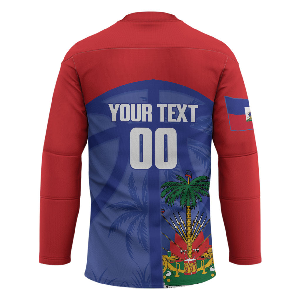 Haiti Basketball Custom Hockey Jersey Ayiti Coat Of Arms Blue Sporty Style
