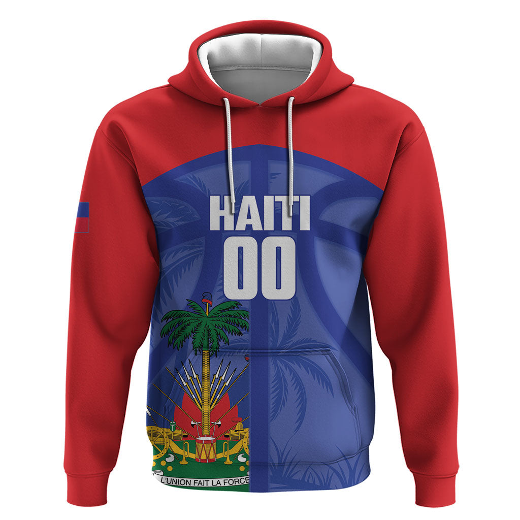 Haiti Basketball Custom Hoodie Ayiti Coat Of Arms Blue Sporty Style