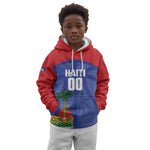 Haiti Basketball Custom Kid Hoodie Ayiti Coat Of Arms Blue Sporty Style