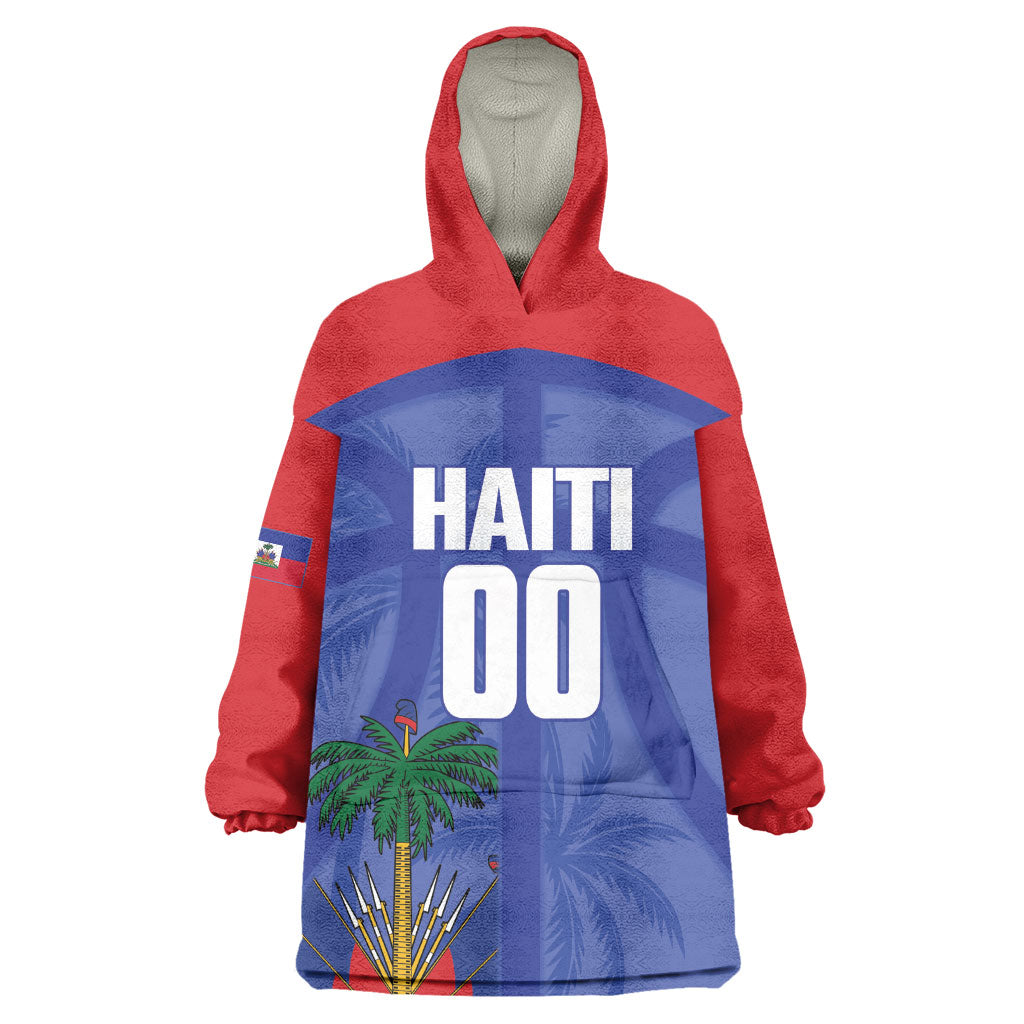 Haiti Basketball Custom Kid Wearable Blanket Hoodie Ayiti Coat Of Arms Blue Sporty Style