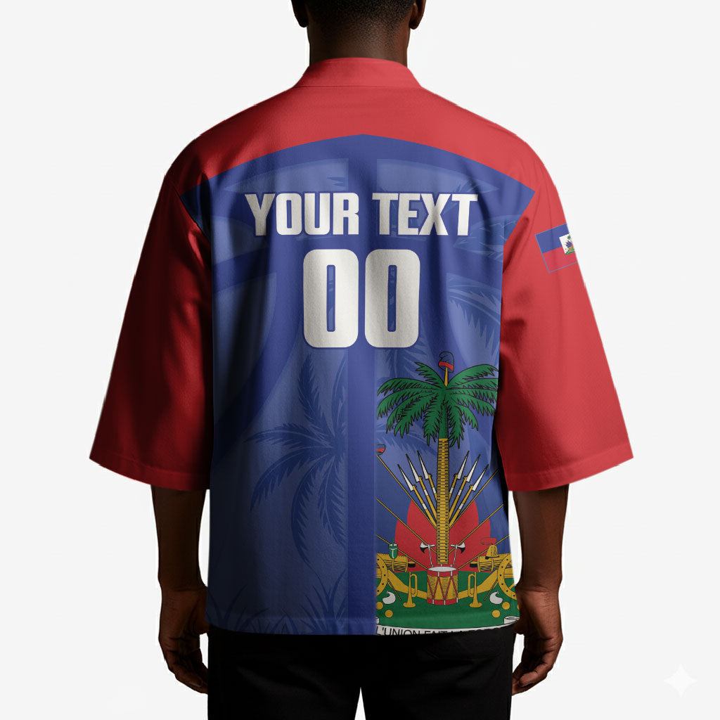 Haiti Basketball Custom Kimono Ayiti Coat Of Arms Blue Sporty Style