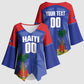 Haiti Basketball Custom Kimono Sleeve Blouse Ayiti Coat Of Arms Blue Sporty Style