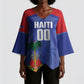 Haiti Basketball Custom Kimono Sleeve Blouse Ayiti Coat Of Arms Blue Sporty Style