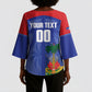 Haiti Basketball Custom Kimono Sleeve Blouse Ayiti Coat Of Arms Blue Sporty Style