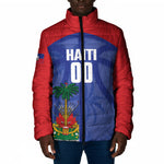 Haiti Basketball Custom Padded Jacket Ayiti Coat Of Arms Blue Sporty Style
