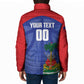 Haiti Basketball Custom Padded Jacket Ayiti Coat Of Arms Blue Sporty Style