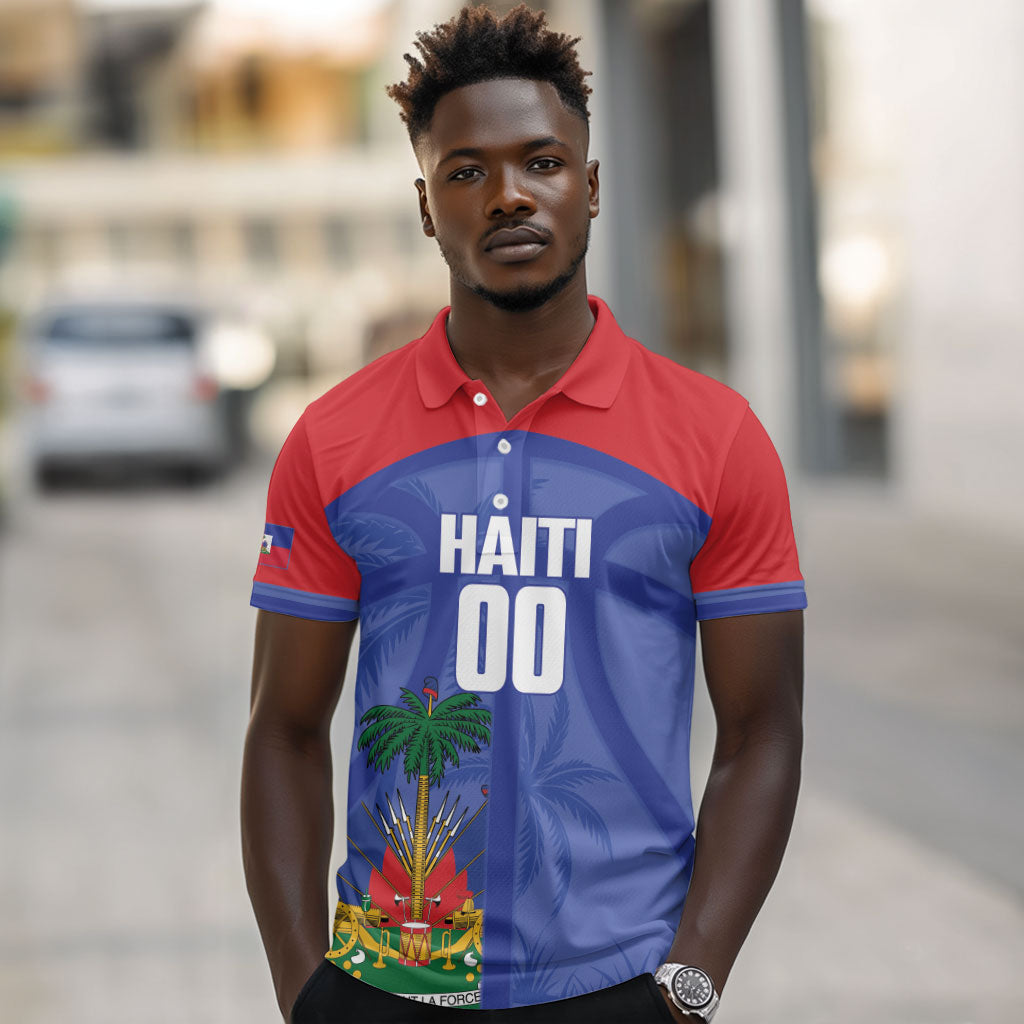 Haiti Basketball Custom Polo Shirt Ayiti Coat Of Arms Blue Sporty Style