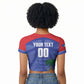 Haiti Basketball Custom Raglan Cropped T shirt Ayiti Coat Of Arms Blue Sporty Style