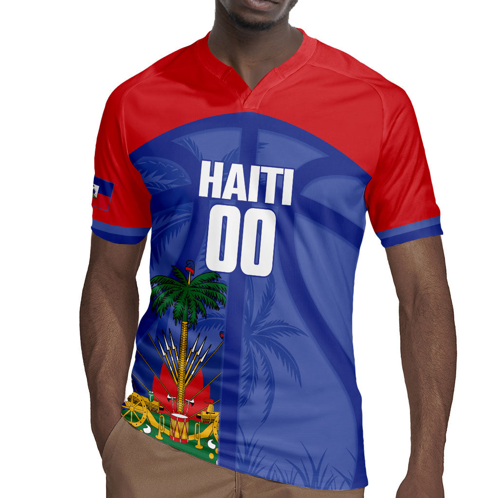 Haiti Basketball Custom Rugby Jersey Ayiti Coat Of Arms Blue Sporty Style