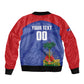 Haiti Basketball Custom Sleeve Zip Bomber Jacket Ayiti Coat Of Arms Blue Sporty Style