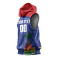 Haiti Basketball Custom Sleeveless Hoodie Ayiti Coat Of Arms Blue Sporty Style