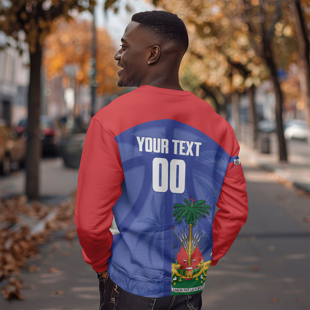 Haiti Basketball Custom Sweatshirt Ayiti Coat Of Arms Blue Sporty Style