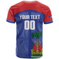 Haiti Basketball Custom T shirt Ayiti Coat Of Arms Blue Sporty Style