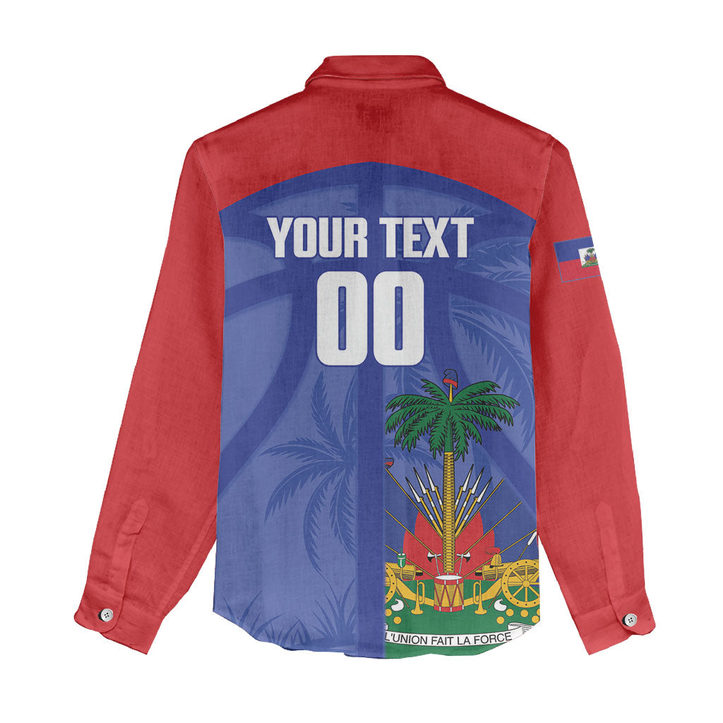 Haiti Basketball Custom Women Casual Shirt Ayiti Coat Of Arms Blue Sporty Style