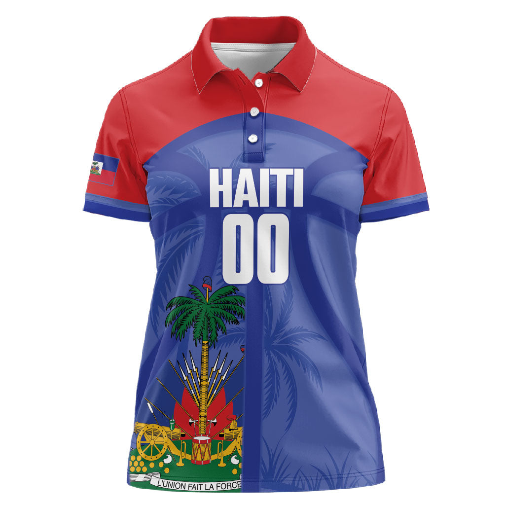 Haiti Basketball Custom Women Polo Shirt Ayiti Coat Of Arms Blue Sporty Style