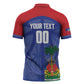 Haiti Basketball Custom Zipper Polo Shirt Ayiti Coat Of Arms Blue Sporty Style