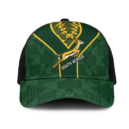 South Africa Rugby Baseball Net Cap Go Champions Springboks Kente Pattern