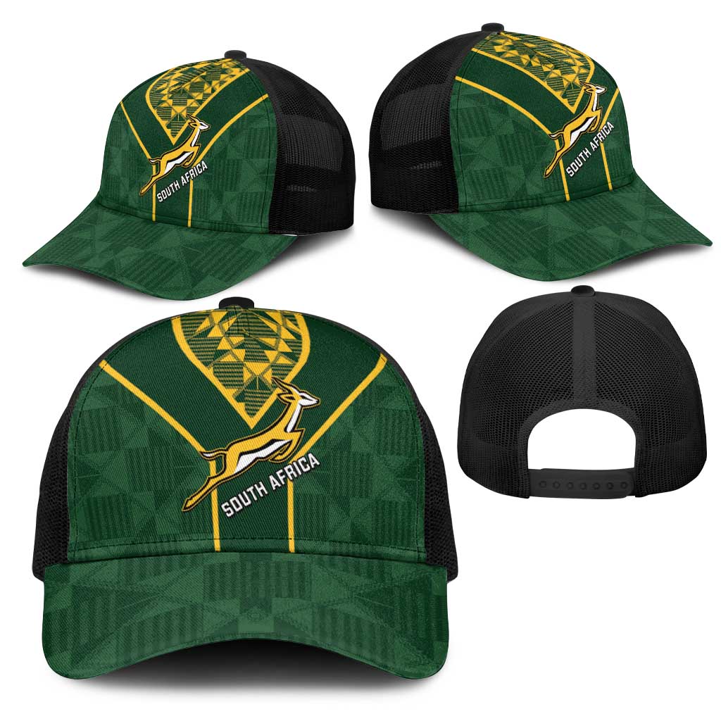 South Africa Rugby Baseball Net Cap Go Champions Springboks Kente Pattern