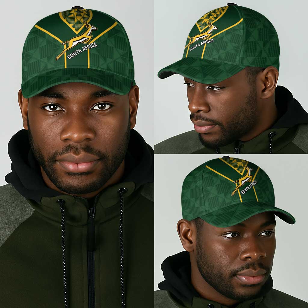 South Africa Rugby Classic Cap Go Champions Springboks Kente Pattern