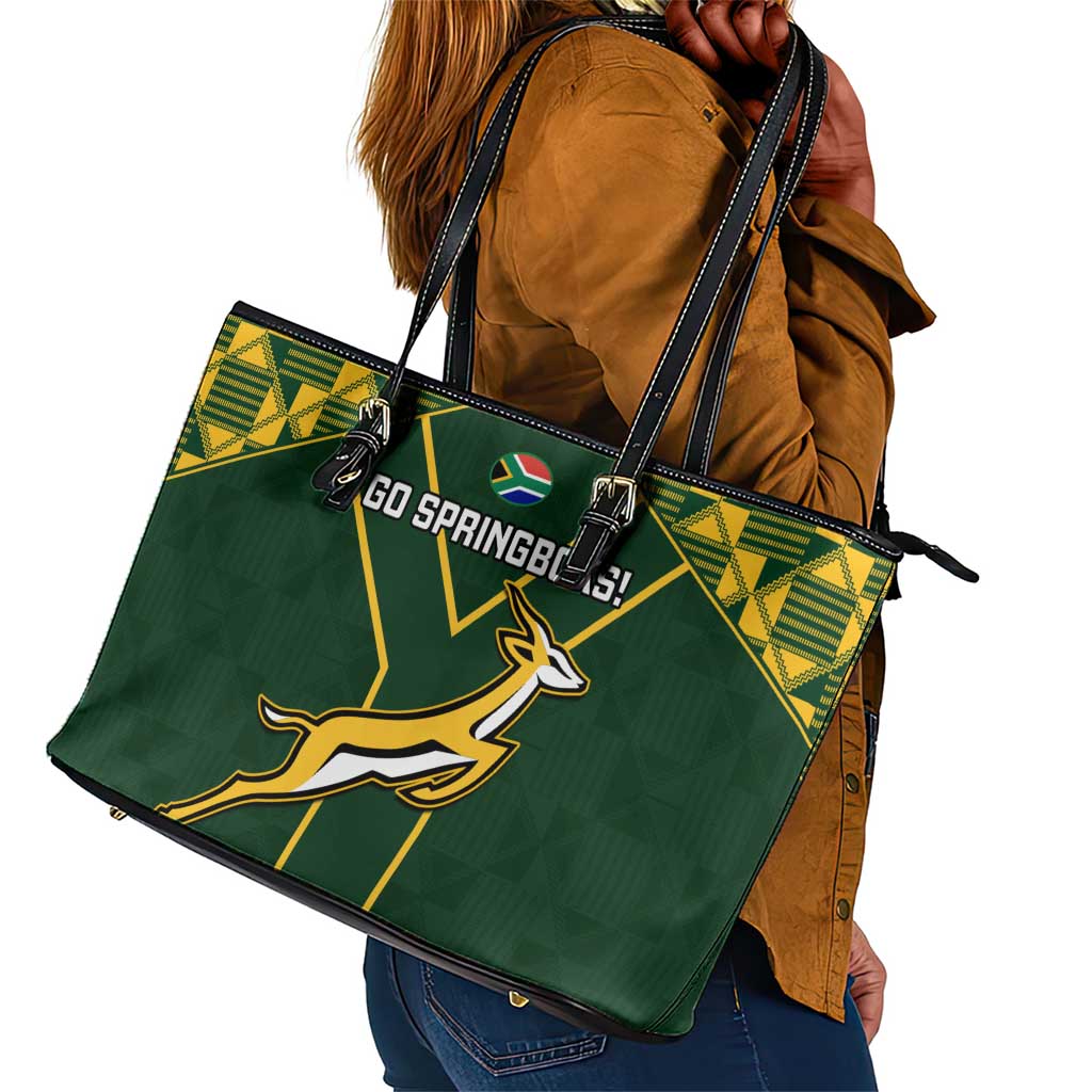 South Africa Rugby Leather Tote Bag Go Champions Springboks
