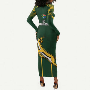 South Africa Rugby Long Sleeve Bodycon Dress Go Champions Springboks LT14
