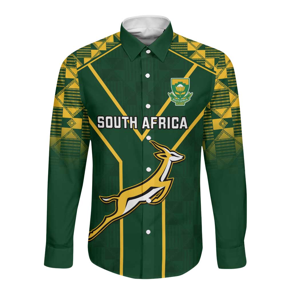 Button Rugby Printed South Africa Rugby Long Sleeve Button Shirt Go Champions Springboks by ...