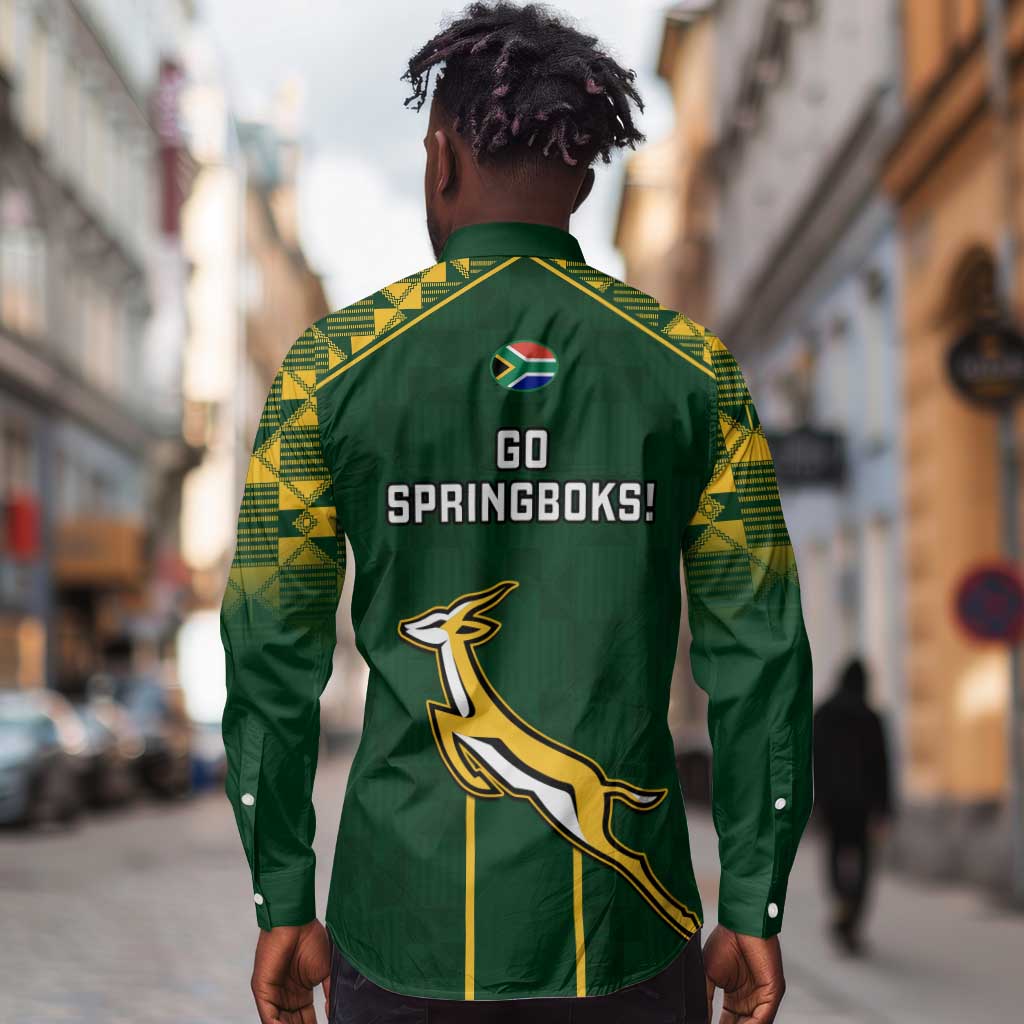 South Africa Rugby Long Sleeve Button Shirt Go Champions Springboks